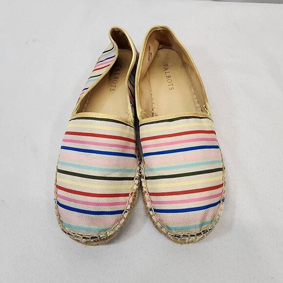 Talbots Women's 7.5 Izzy Horizons Striped Espadrille Canvas Slip-On Comfort Shoe - Picture 6 of 10